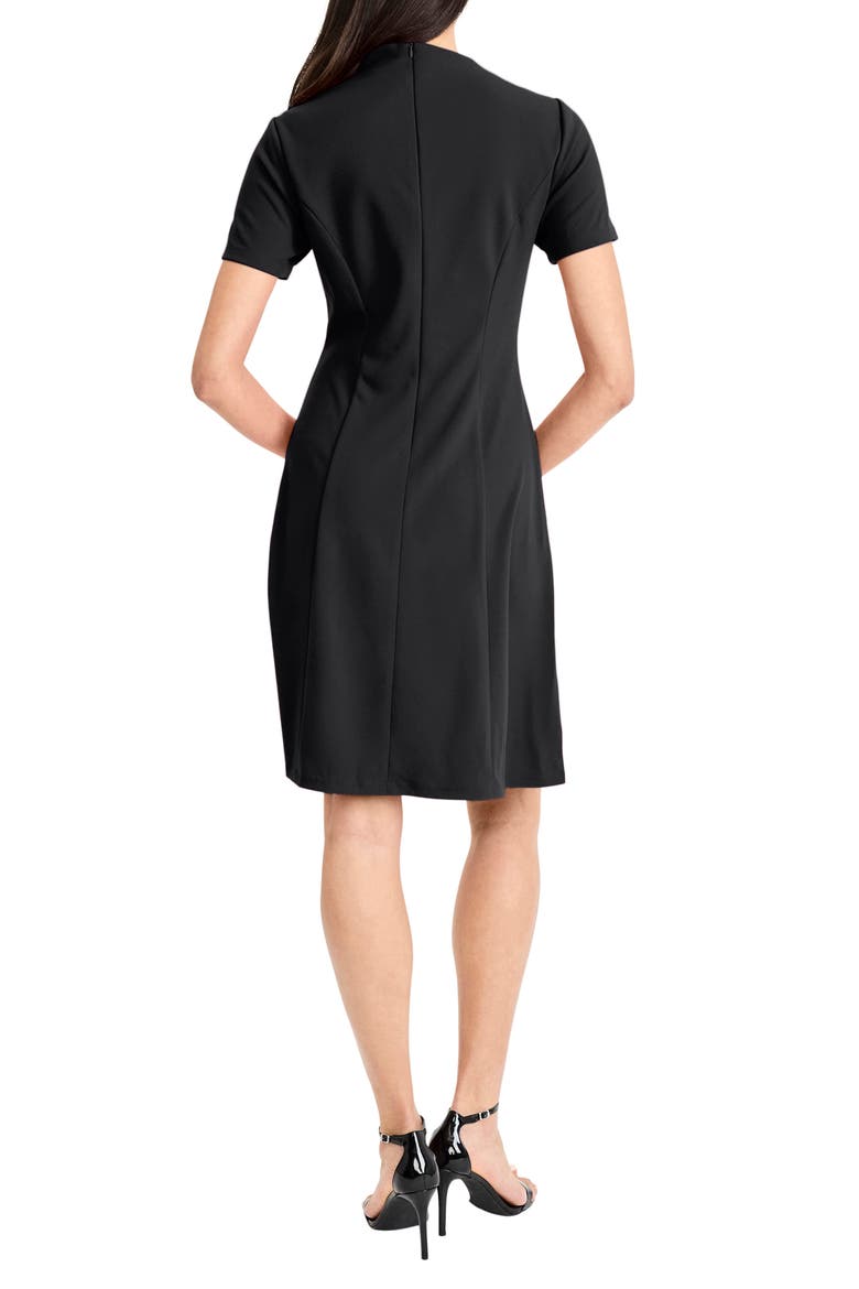 Mock Neck Short Sleeve A-Line Minidress, Alternate, color, BLACK
