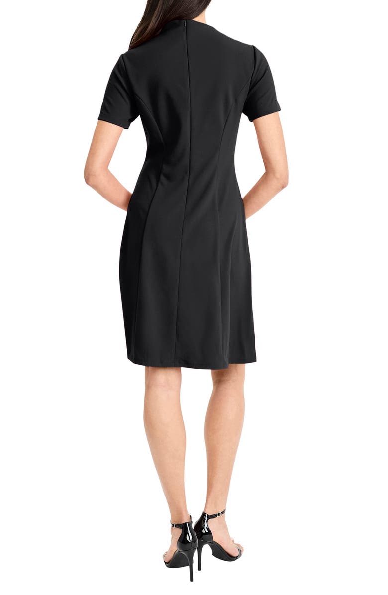 Maggy London Mock Neck Short Sleeve A-Line Minidress, Alternate, color, Black