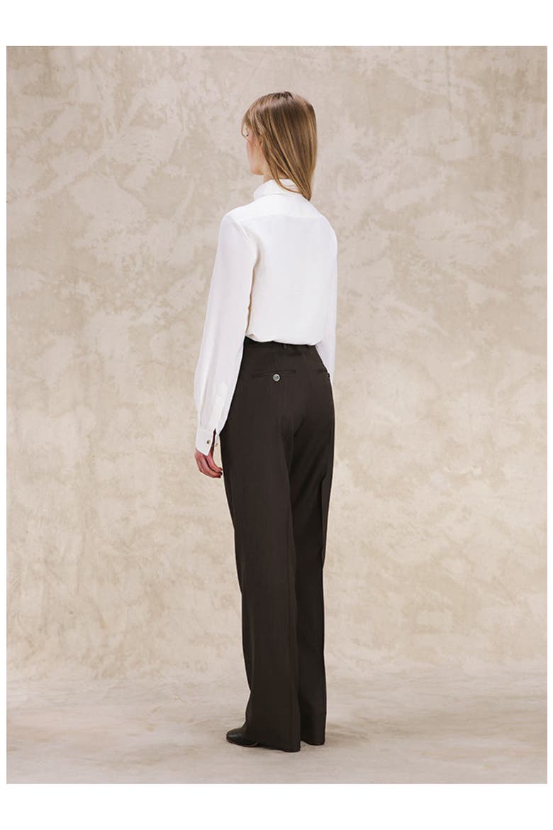 Silk Smoking Shirt, Alternate, color, Cream