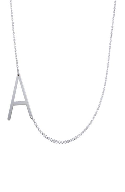 Sideways Initial Necklace in Sterling Silver