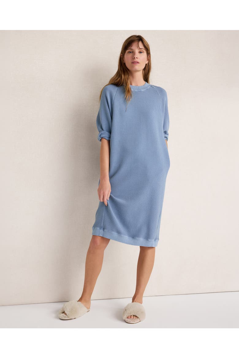 Resti Organic Cotton Waffle Short Sleeve Dress, Main, color, Garment Dye River
