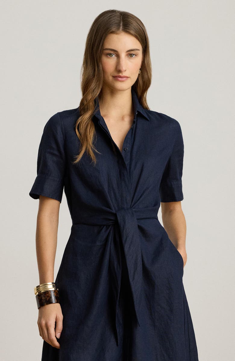 Lauren Ralph Lauren Wakana Linen Shirtdress, Alternate, color, Lauren Navy
