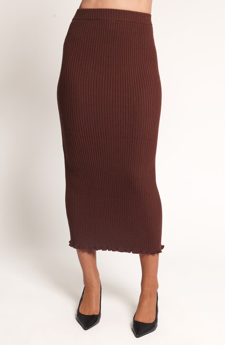 Petal & Pup Payton Mock Neck Top & Maxi Skirt Rib Set, Alternate, color, Chocolate Brown