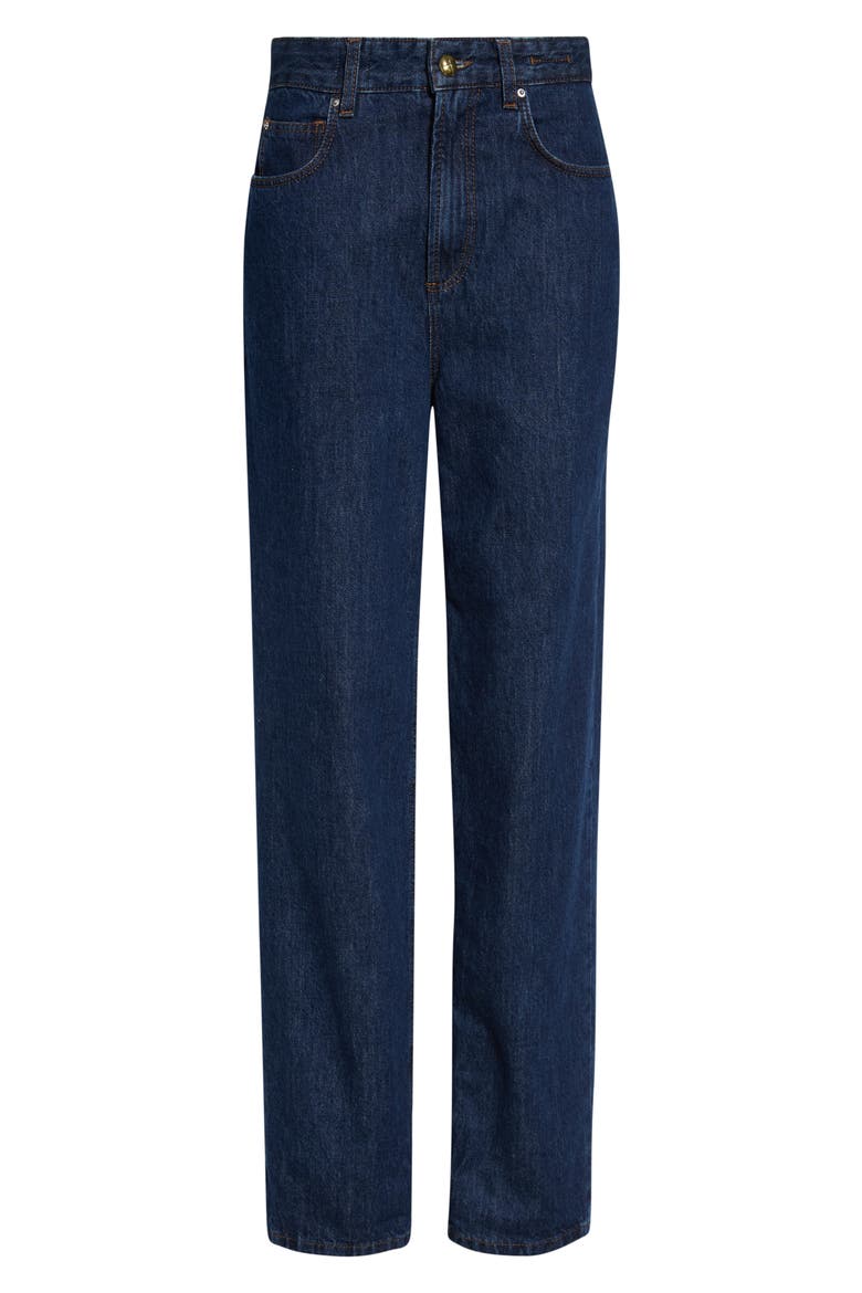High Waist Straight Leg Jeans, Alternate, color, NAVY