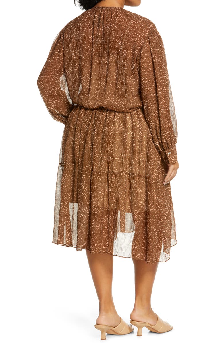 Vince Starry Dot Shirred Long Sleeve Dress, Alternate, color, Verona