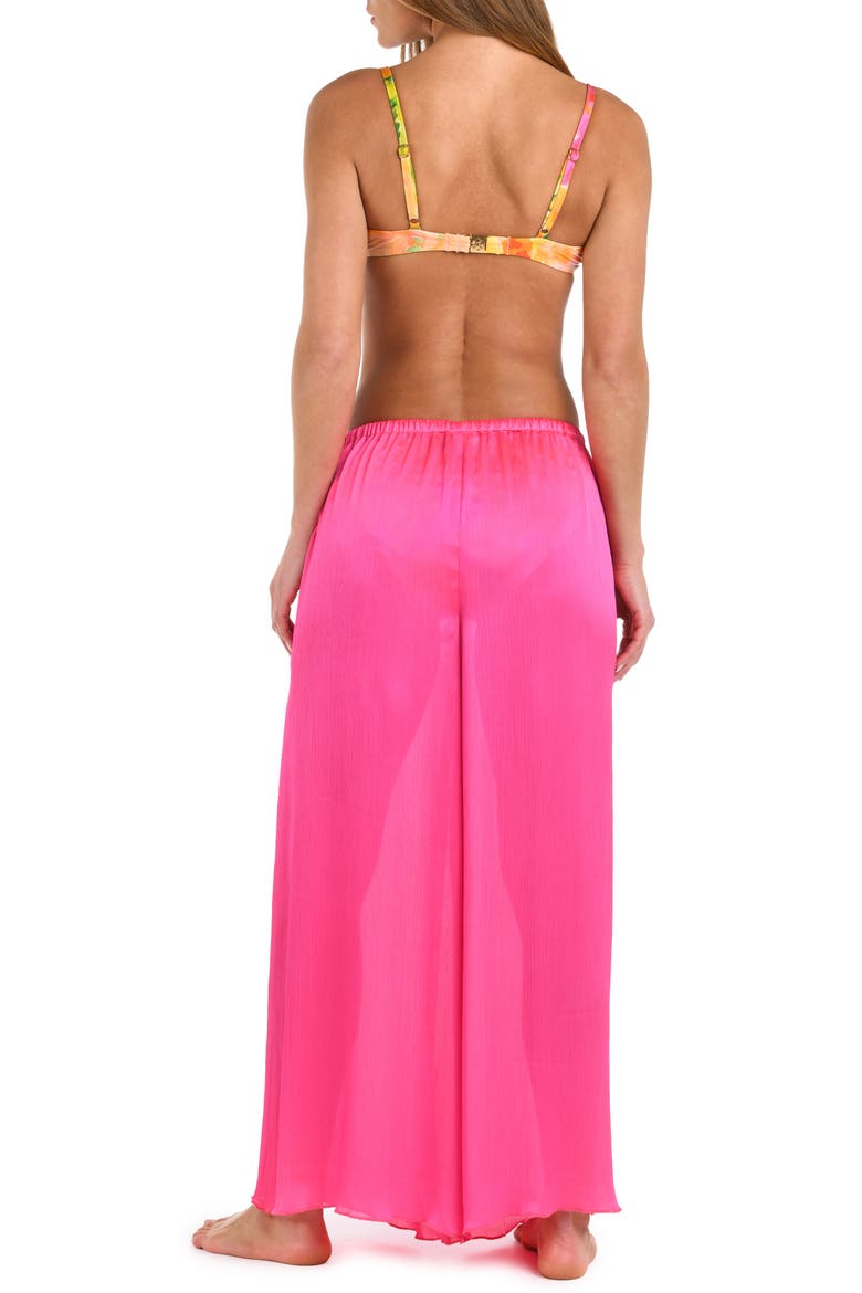 Radiance Textured Satin Cover-Up Palazzo Pants, Alternate, color, BRIGHT PINK