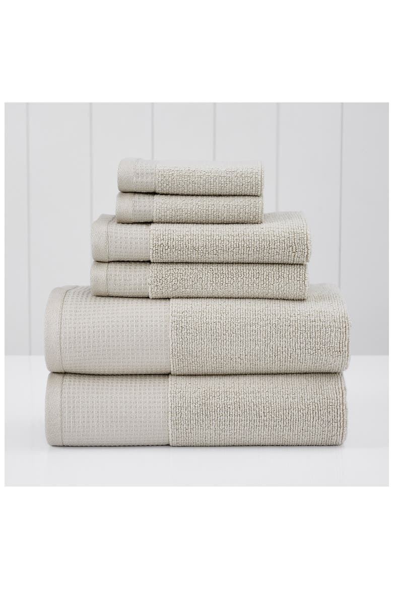 Waffle Rib 6-Piece Towel Set, Alternate, color, RAINY DAY