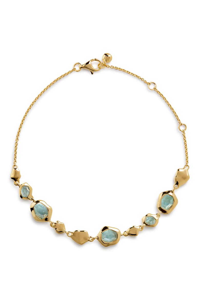 Odyssey Aquamarine Pebbled Chain Bracelet, Main, color, 18K GOLD VERMEIL