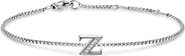 David Yurman Petite Pavé Initial Chain Bracelet in Sterling Silver with Diamonds