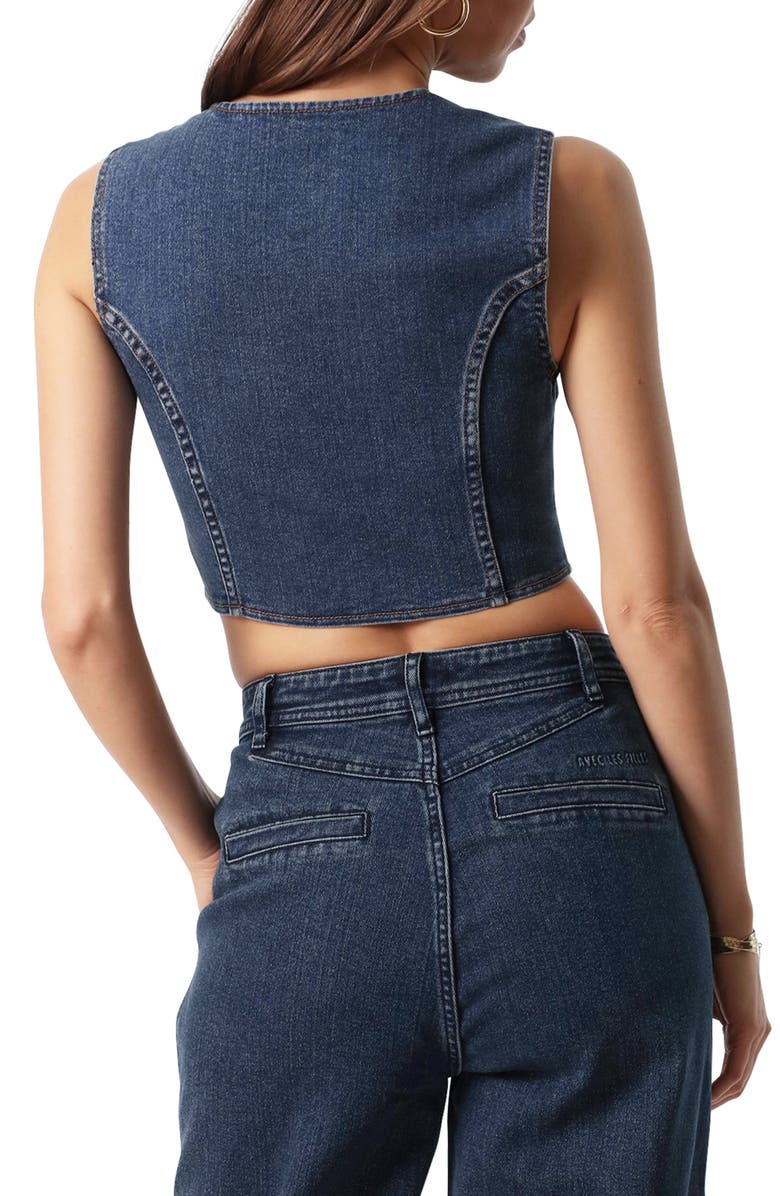 Avec Les Filles Denim Corset Crop Top, Alternate, color,