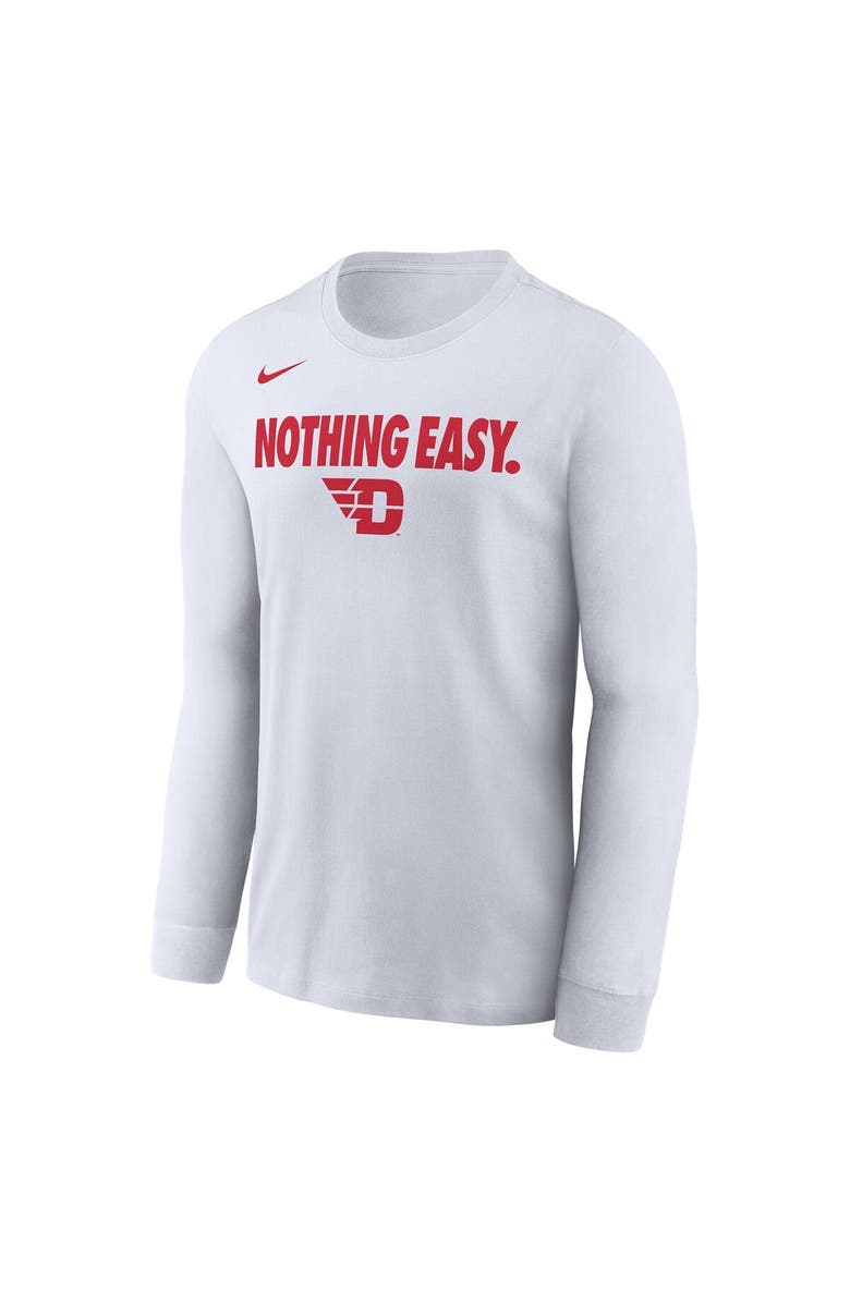 Nike Men's Nike White Dayton Flyers 2025 On-Court Bench Long Sleeve T-Shirt, Alternate, color,