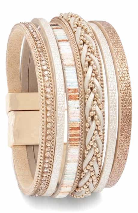 Braided Faux Leather Cuff Bracelet