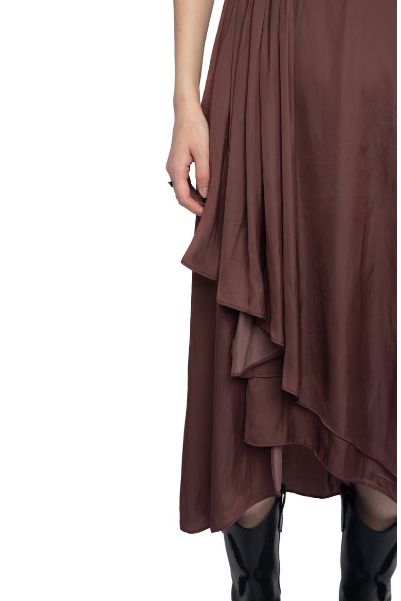 Randall Ruffle Satin Dress, Alternate, color, BURGUNDY