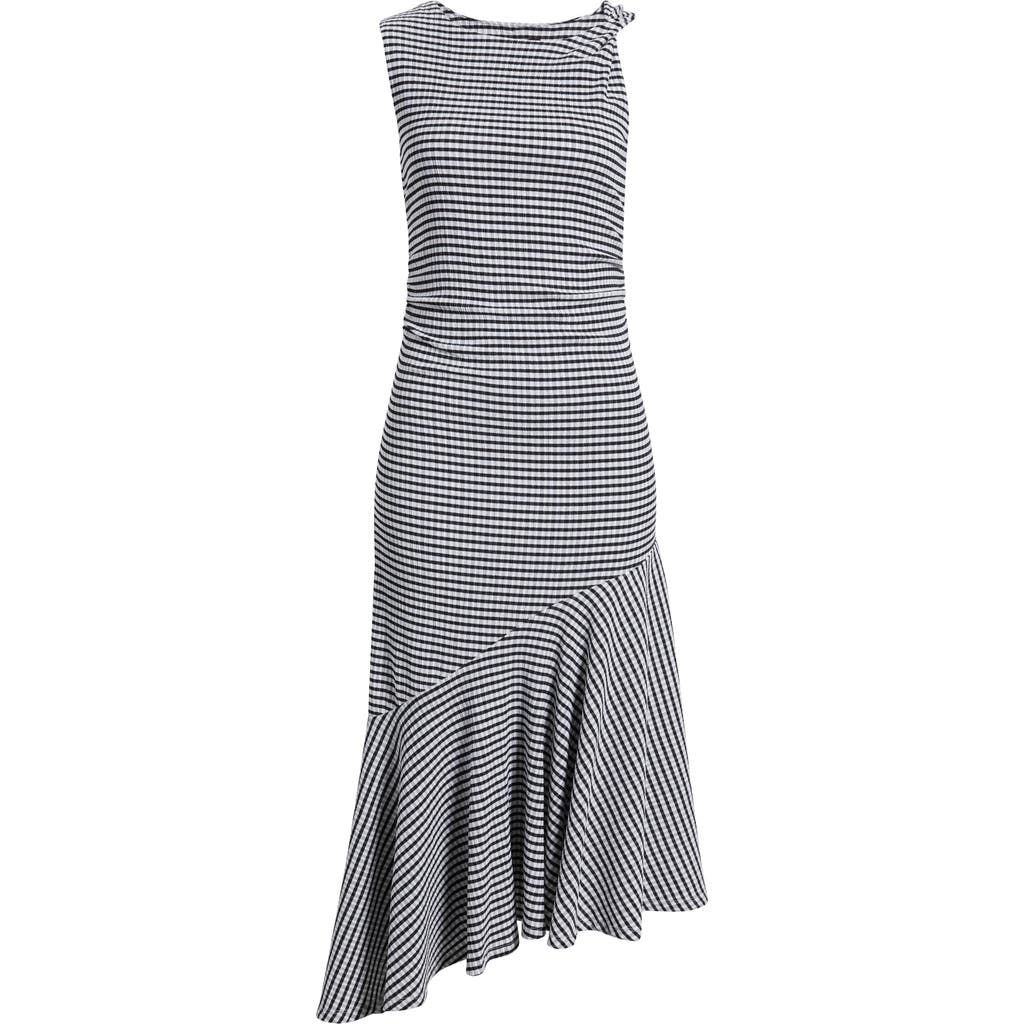 Rails Daija Gingham Sleeveless Asymmetric Midi Dress In Black Gingham
