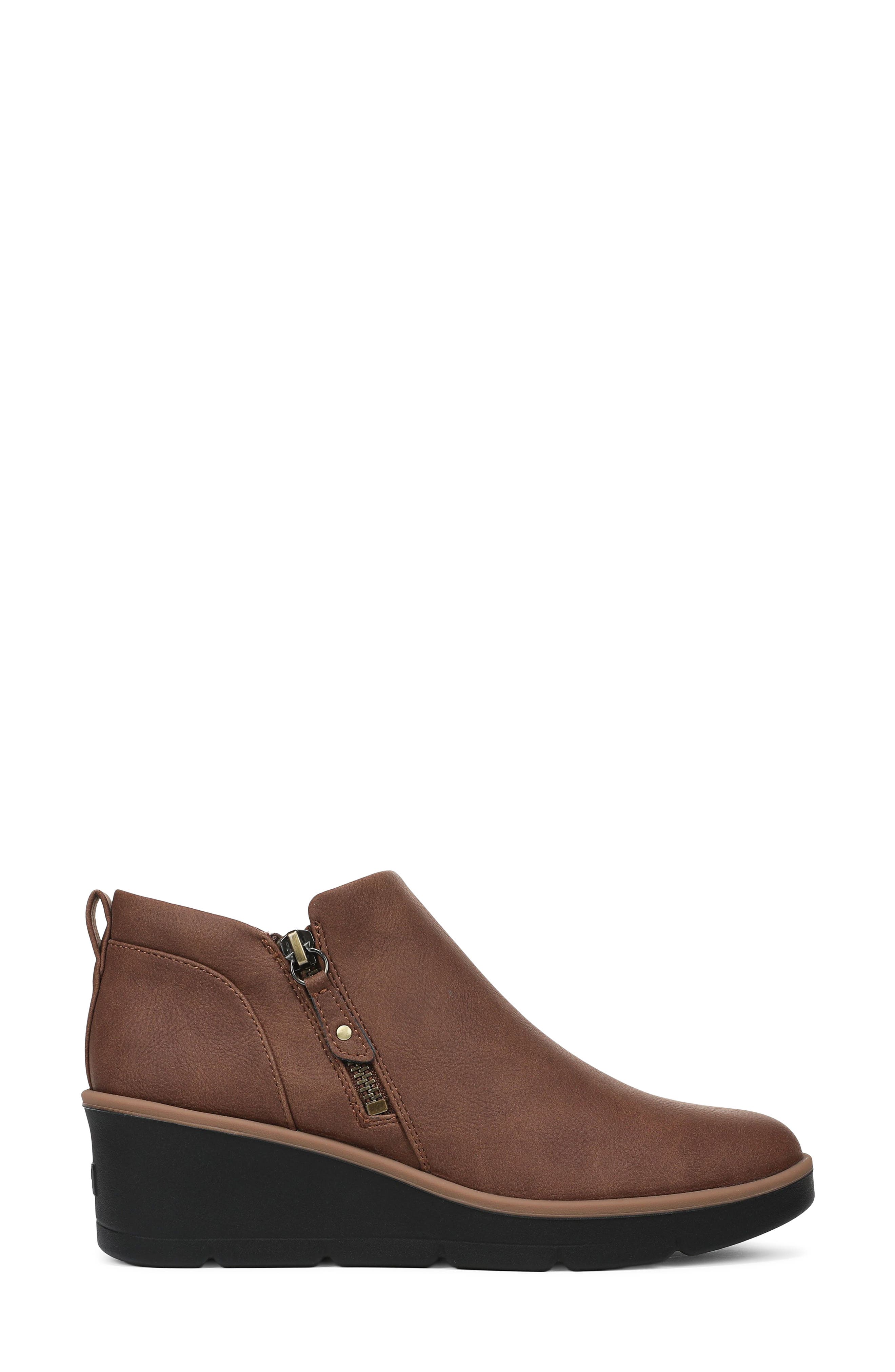 Lizzie Cloud Wedge Bootie, Alternate, color, MID BROWN FAUX LEATHER