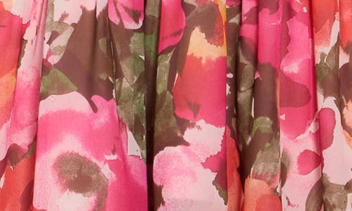 Socialite Sleeveless Pleated Minidress In Pink Olive Print