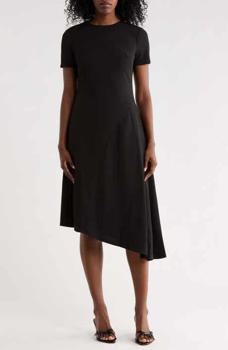 Short Sleeve Asymmetric Hem Midi Dress