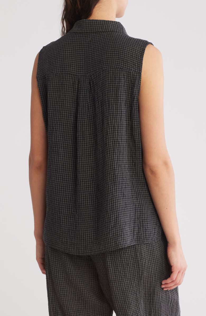 Eileen Fisher Classic Collar Sleeveless Checkered Button-Up Shirt, Alternate, color,