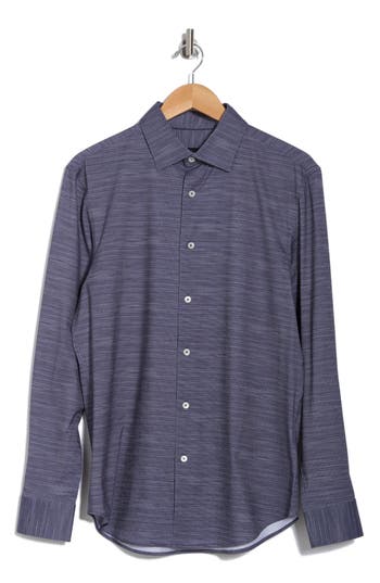 Bugatchi Stretch Cotton Button-up Shirt In Navy