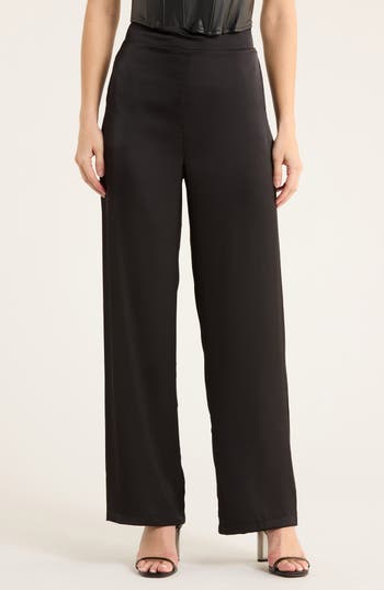 Rdi Satin Wide Leg Pants In Black