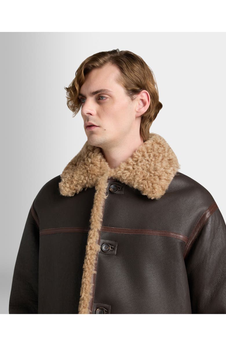 Bally Coat in And Shearling, Alternate, color, Brown