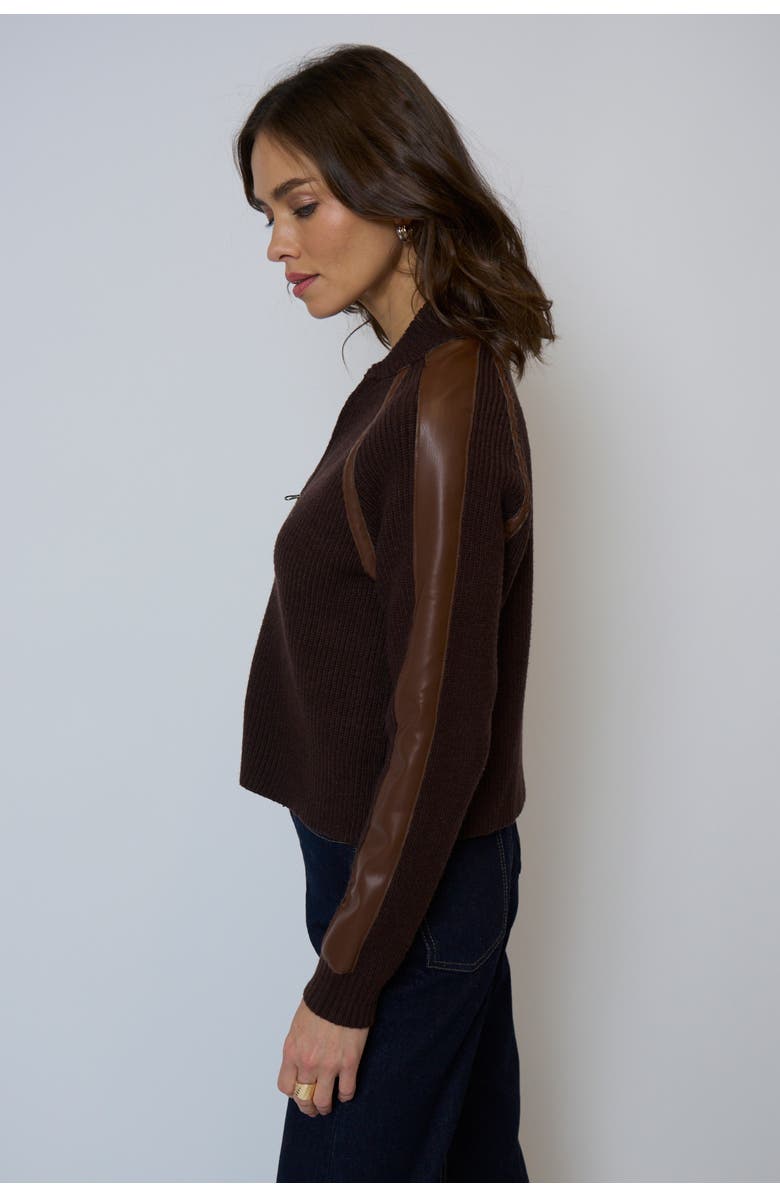 Central Park West Atlas Raglan Leather Trim Zip Up, Alternate, color,