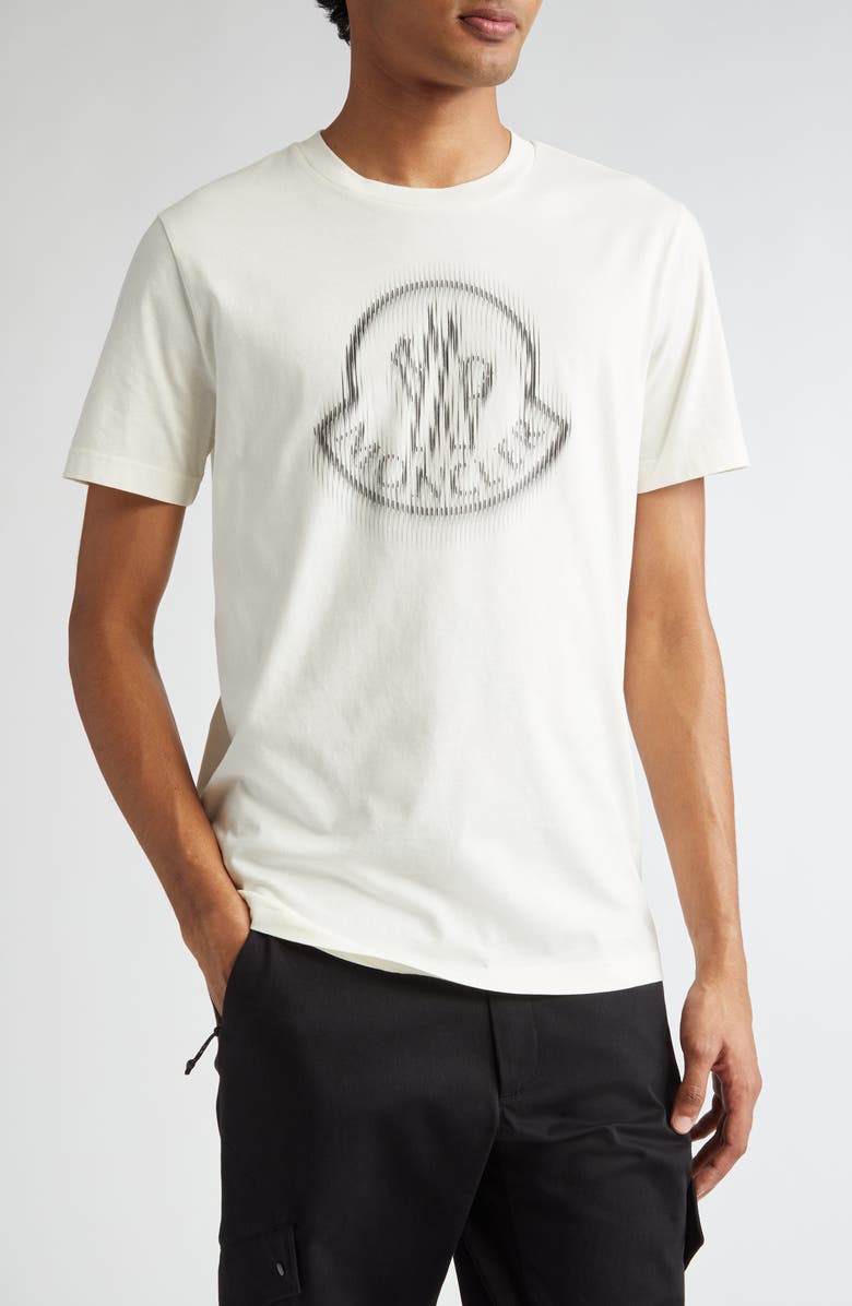 Moncler Logo Cotton Graphic T-Shirt, Main, color, Silk White