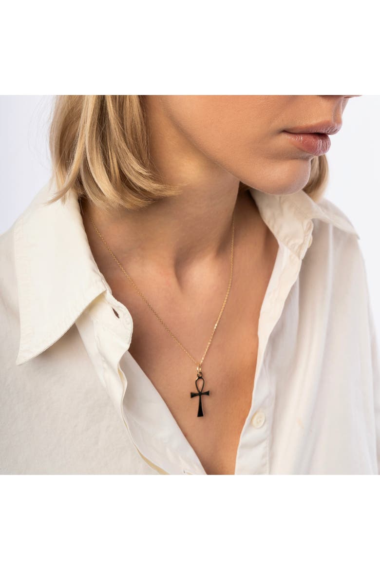 9k Solid Gold Egyptian Ankh Necklace, Alternate, color, Gold