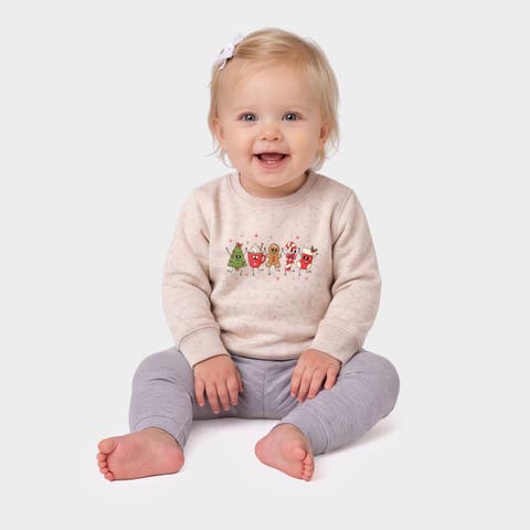 Christmas Icons Stick Figures Crew Fleece Sweatshirt Baby