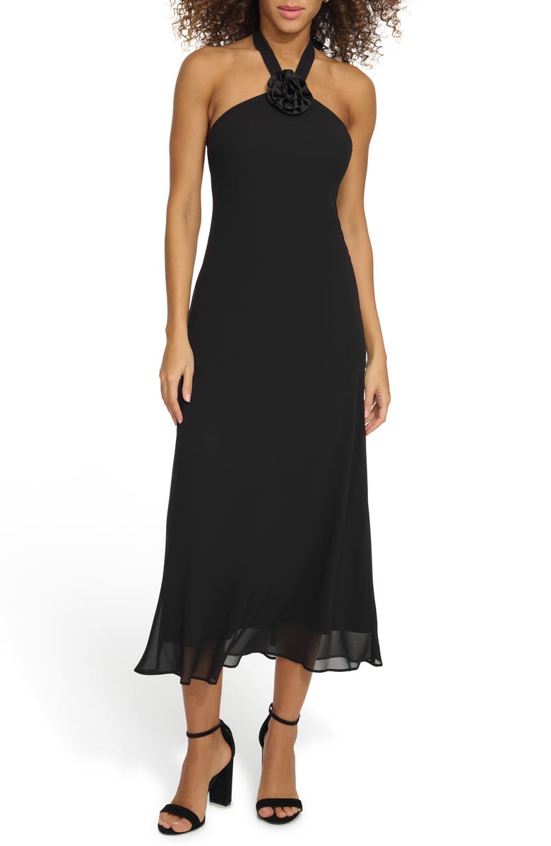 Siena Souflee Crepe Midi Dress, Main, color, Black