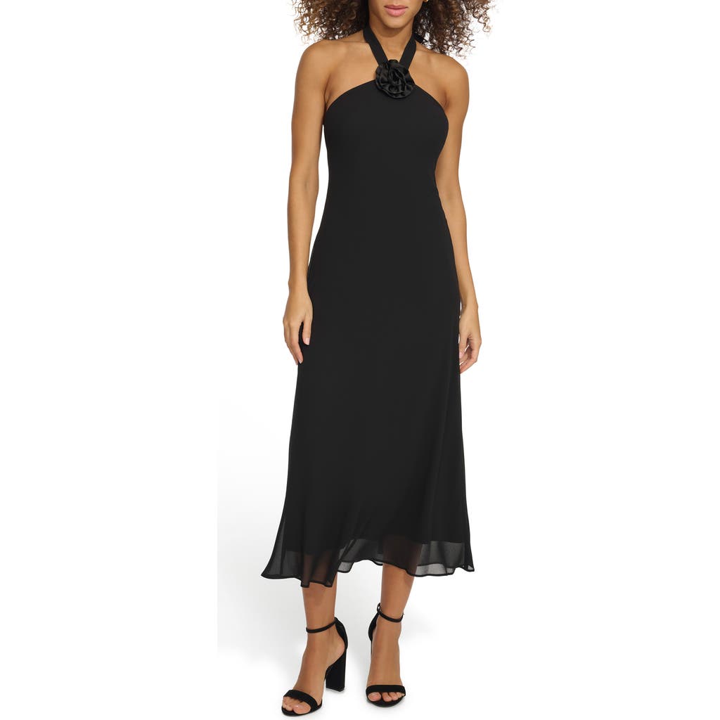 Siena Souflee Crepe Midi Dress In Black