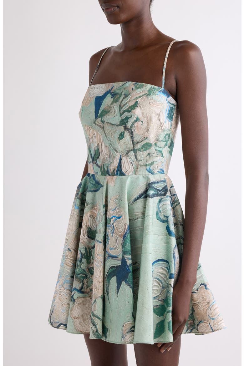 Rose Jacquard Sliced Minidress, Alternate, color, MINT GREEN
