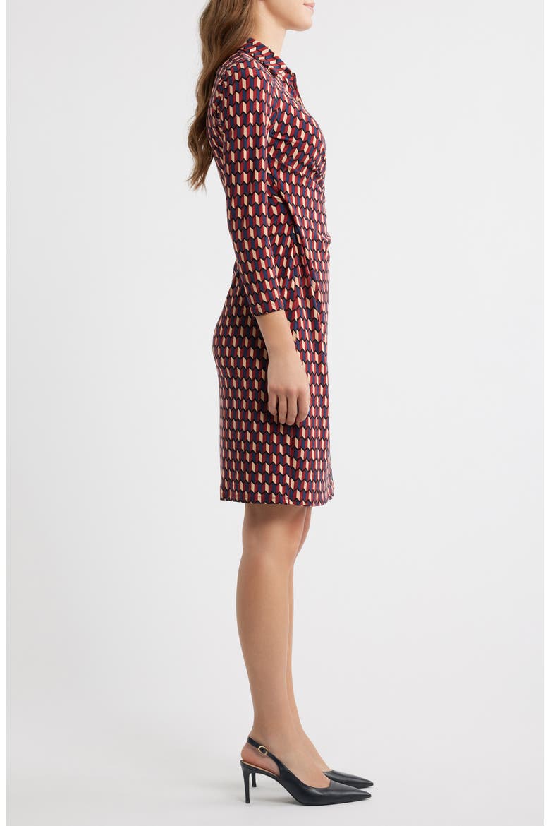 Geo Print Knit Wrap Dress, Alternate, color, RUST MULTI