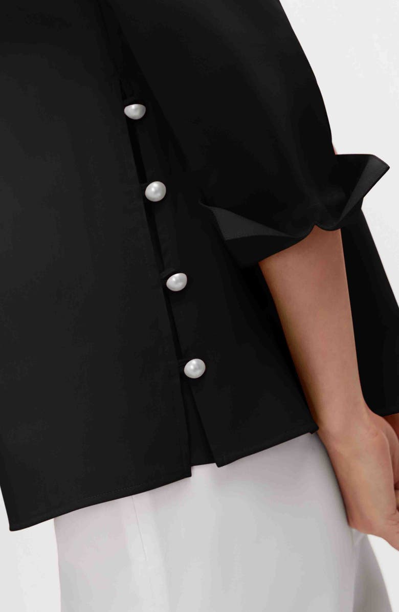 Foxcroft Beatrice Matte Satin Side Button Shirt, Alternate, color, Black