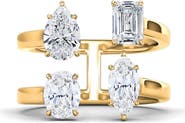 HauteCarat Fancy 4-Stone Lab Created Diamond Ring