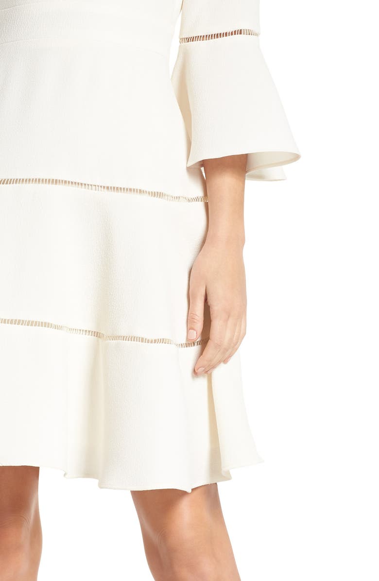 Eliza J Bell Sleeve Lace Inset Fit & Flare Dress, Alternate, color,