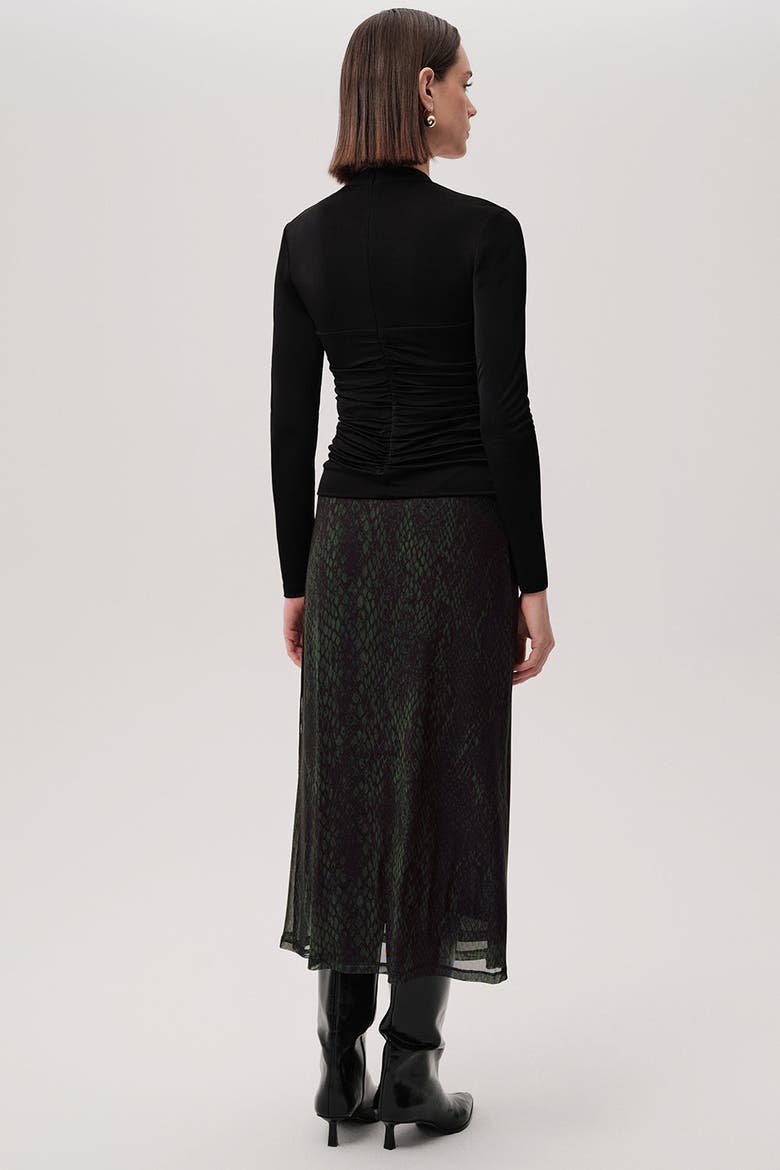Snake Print Tulle Midi Skirt, Alternate, color, GREEN-BLACK