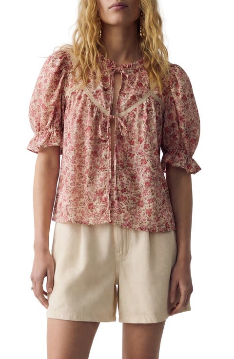 Pleated High Waist Cotton Blend Denim Shorts