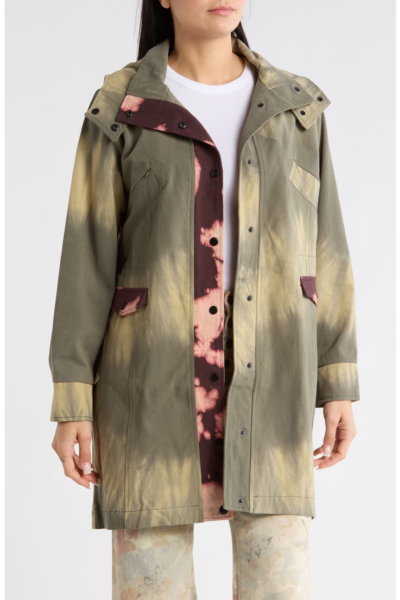Mixed Print Longline Jacket, Main, color, GREEN