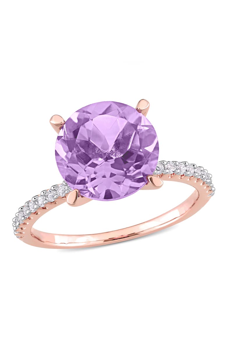 Julianna B. Gemstones Solitaire Ring Plated Silver, Main, color, Amethyst/Rose-Plated