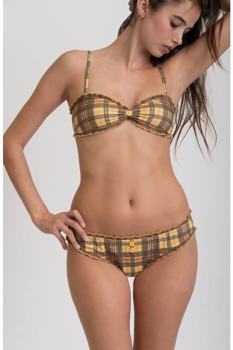 Bloomer Bikini Bottom, Alternate, color, Yellow Plaid