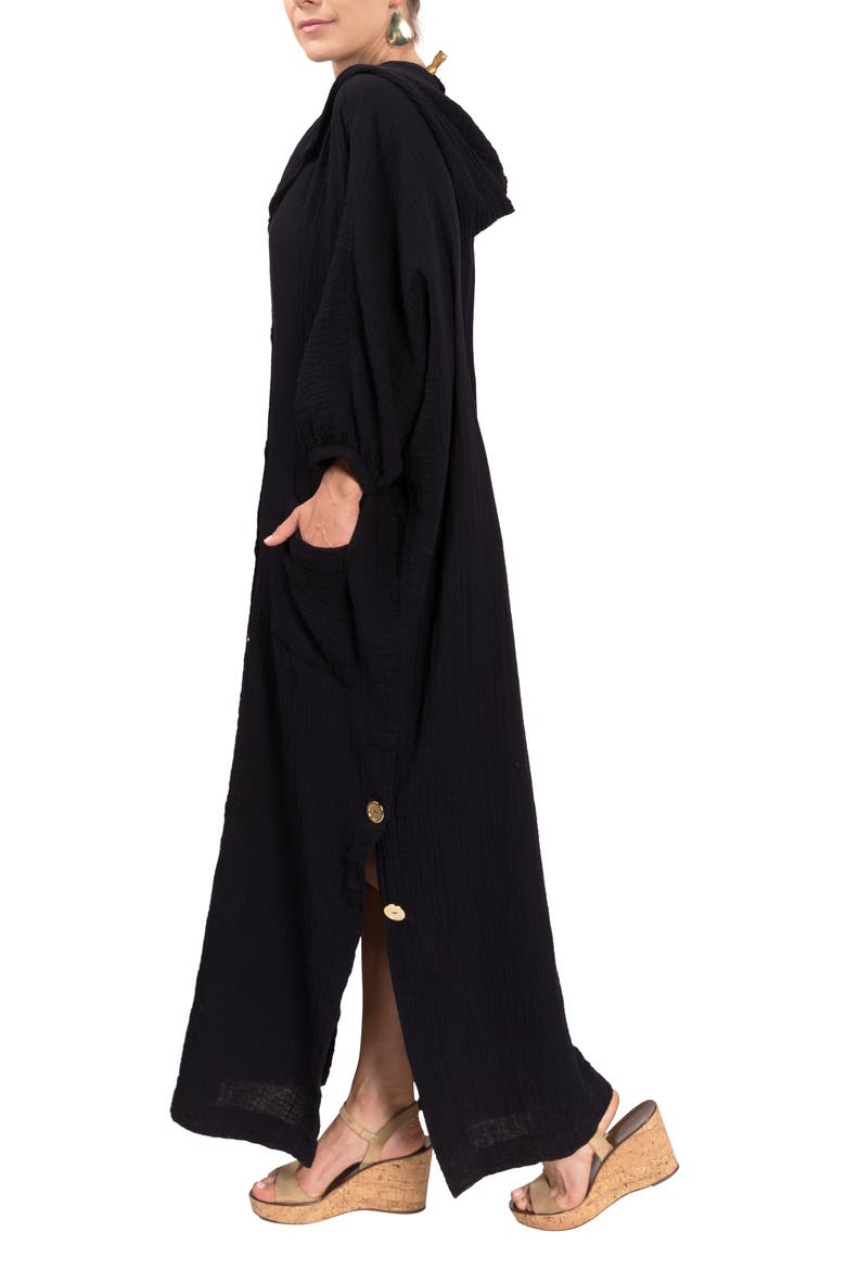 Jade Button-Up Robe, Alternate, color, BLACK