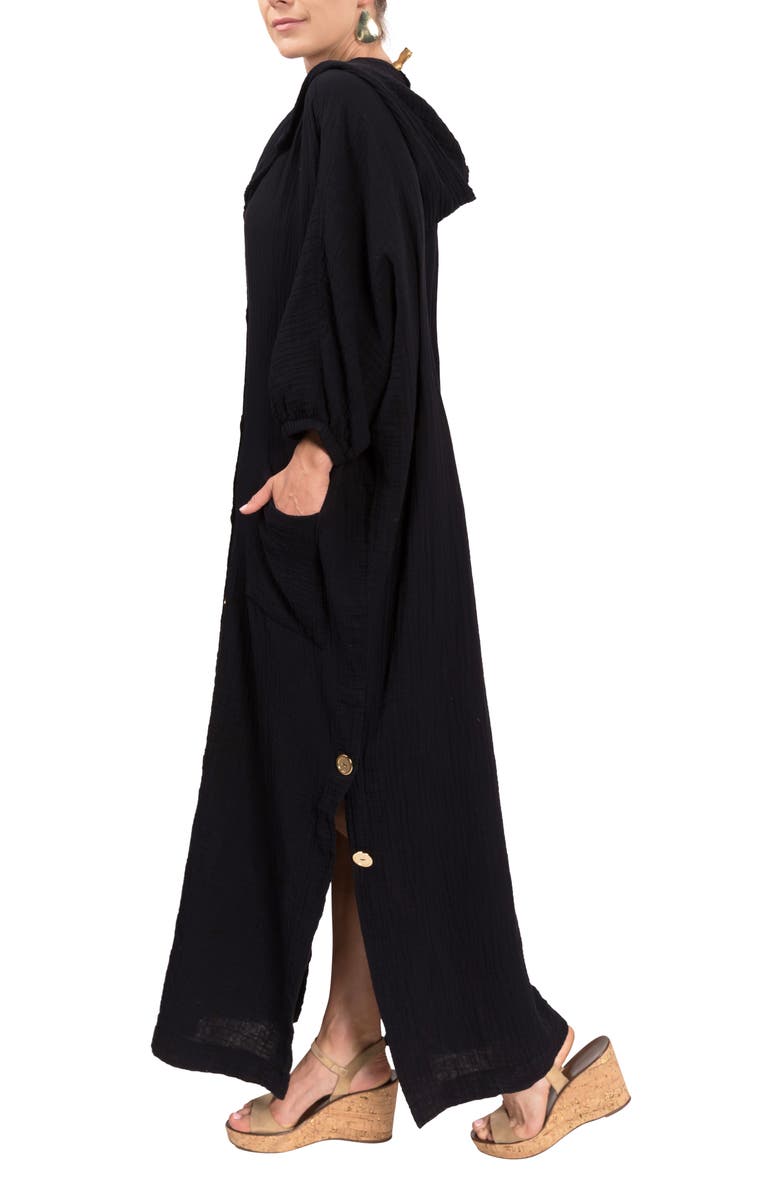 Everyday Ritual Jade Button-Up Robe, Alternate, color, Black
