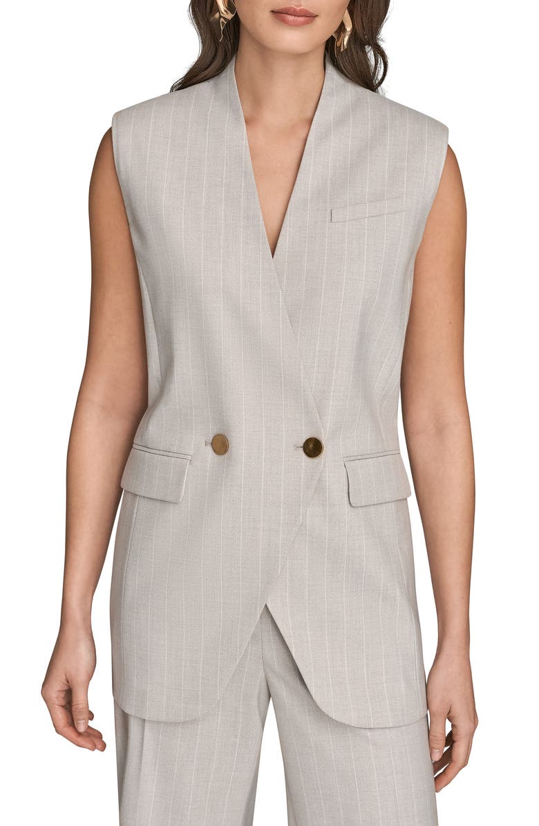 Donna Karan New York Pinstripe Vest, Main, color, Vapor Multi
