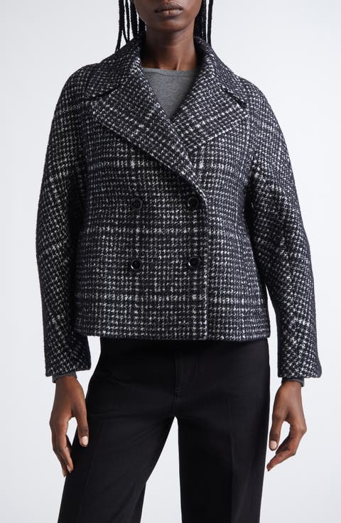 Double Breasted Plaid Crop Jacket