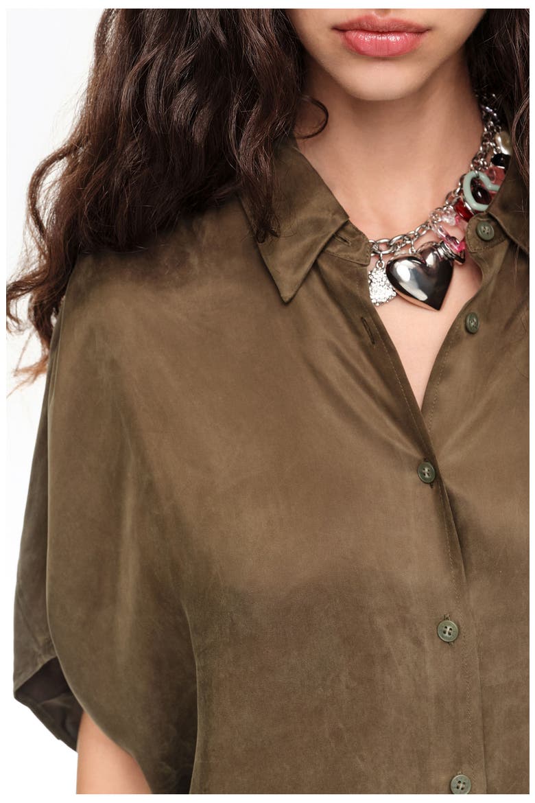 Draped Cape Shirt, Alternate, color, KHAKI