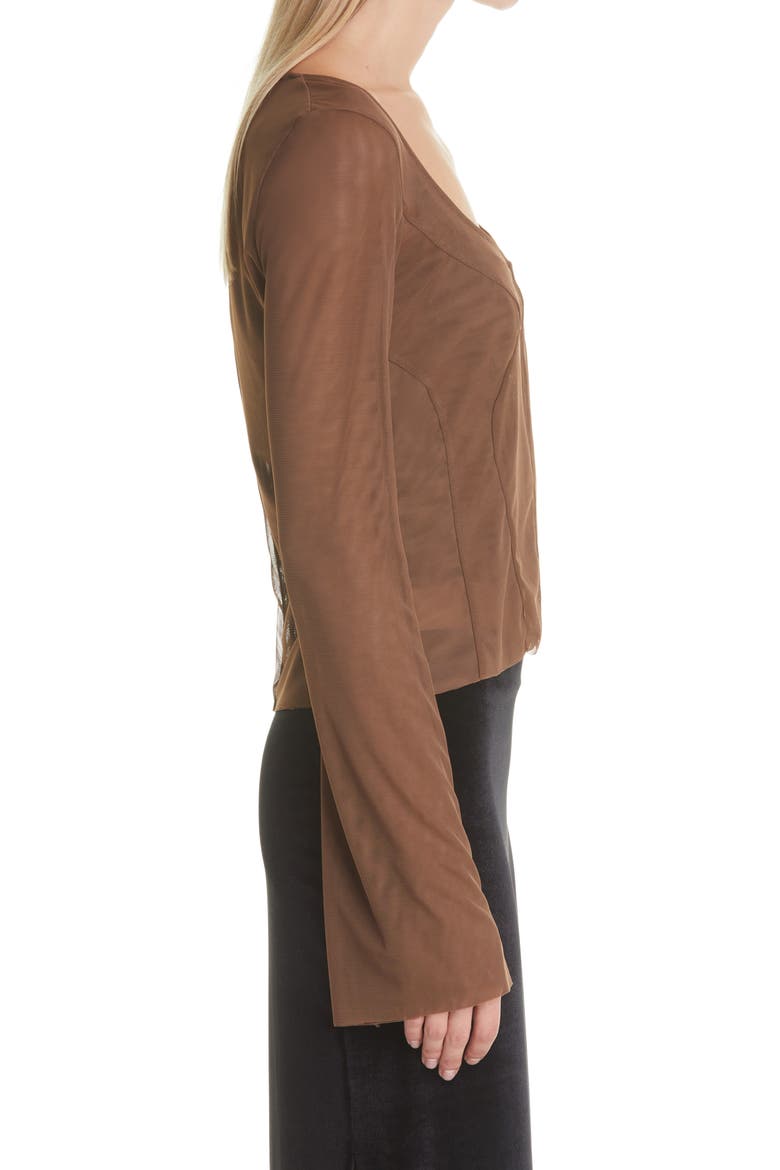 Mesh Cardigan, Alternate, color, BROWN