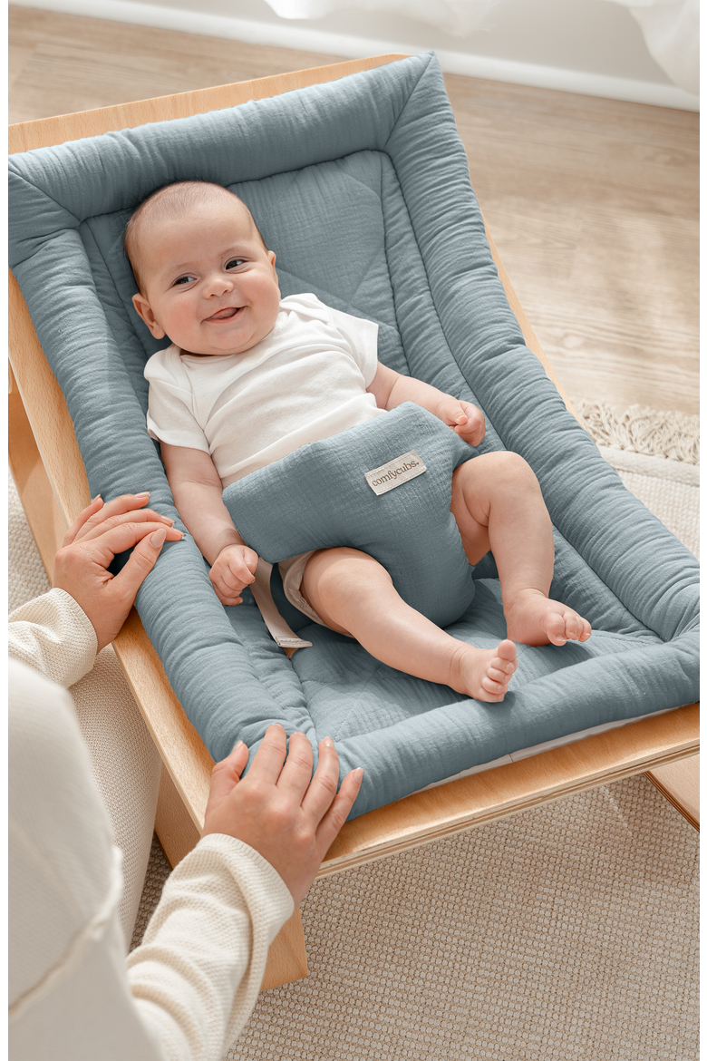 Wooden Baby Recliner for Ages 0-24 Months, Alternate, color, Pacific Blue