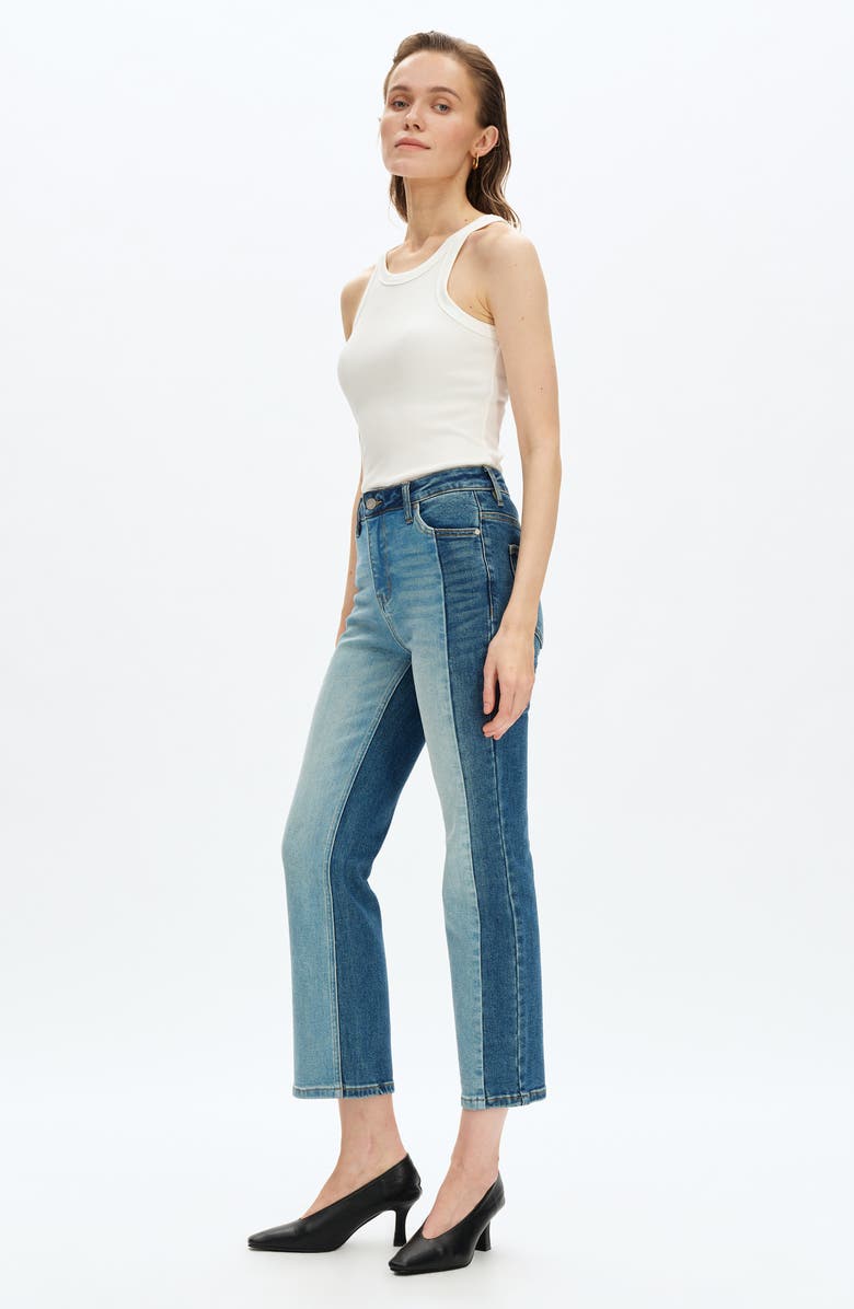 Bayeas Two-Tone High Waist Straight Leg Jeans, Alternate, color, 