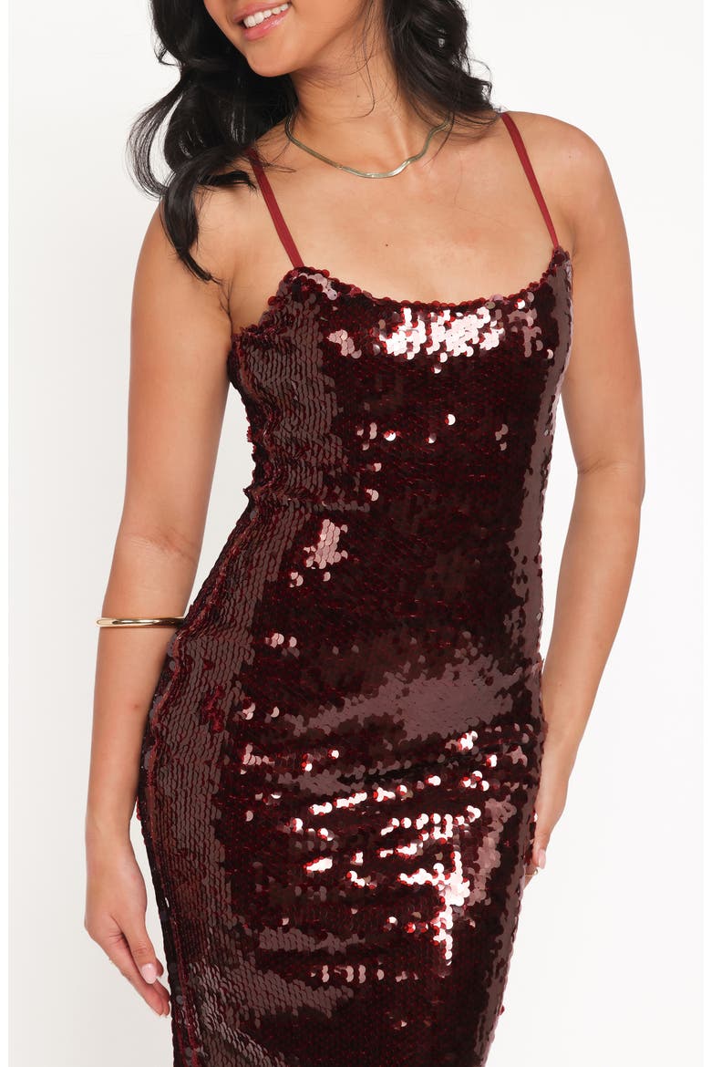 Orlena Sequin Maxi Dress, Alternate, color, BURGUNDY